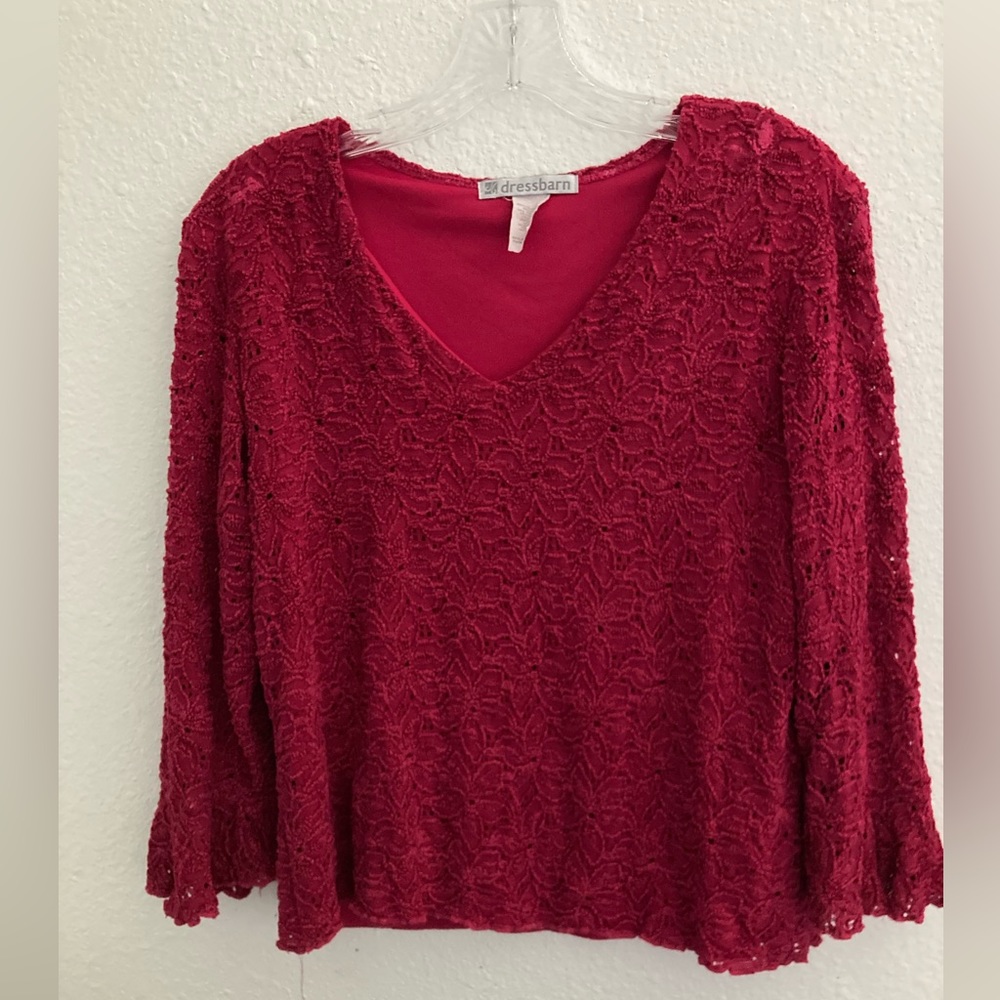 Pretty lace knit nylon/ rayon blend fully lined top from DressBarn.